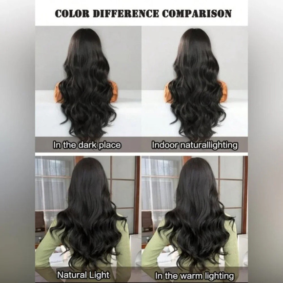 26 Inch Long Wave Curly Black Wig with Bangs density 200% BOUTIQUE - Picture 2 of 12